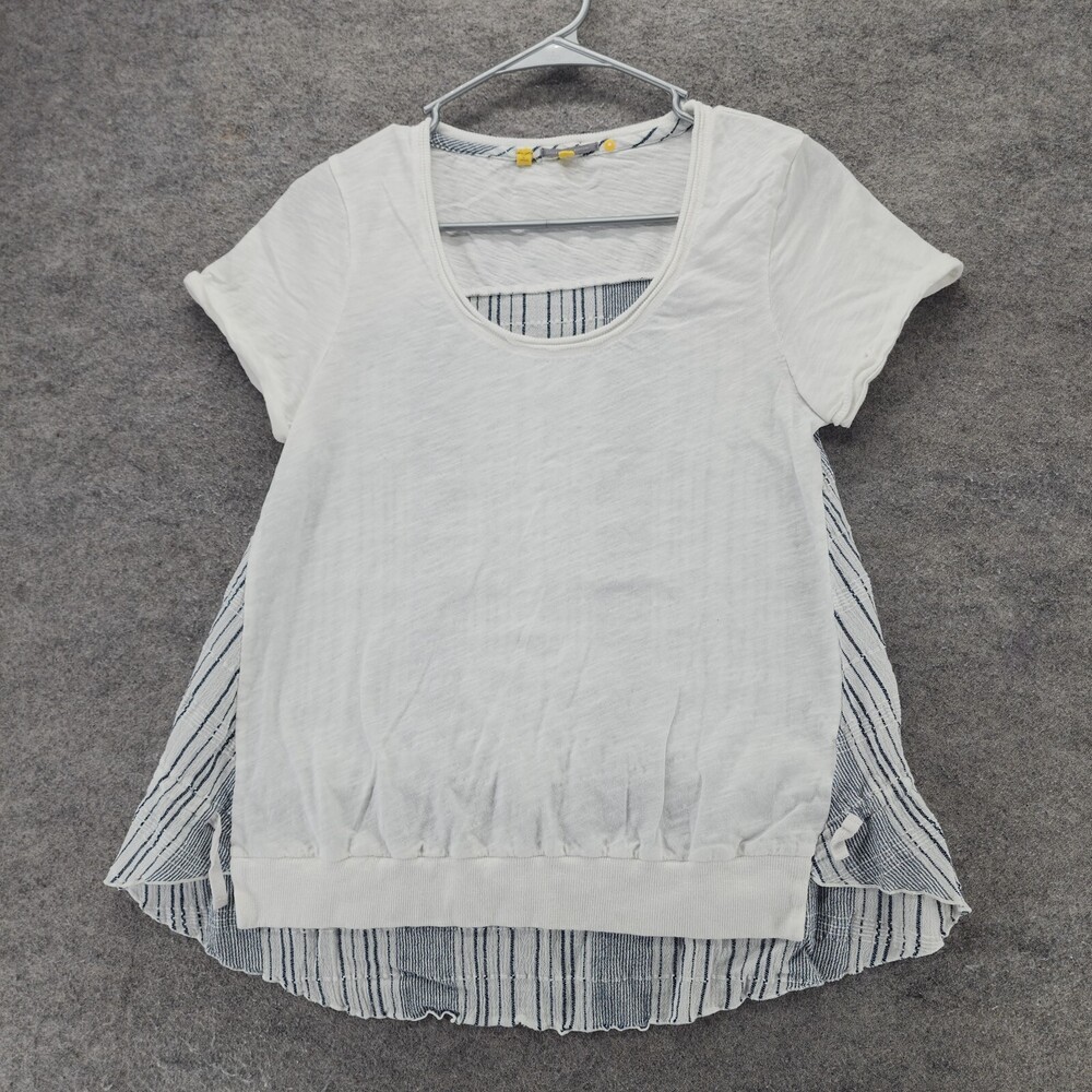 Little Yellow Button Shirt Womens Small Short Sleeve White Anthropologie